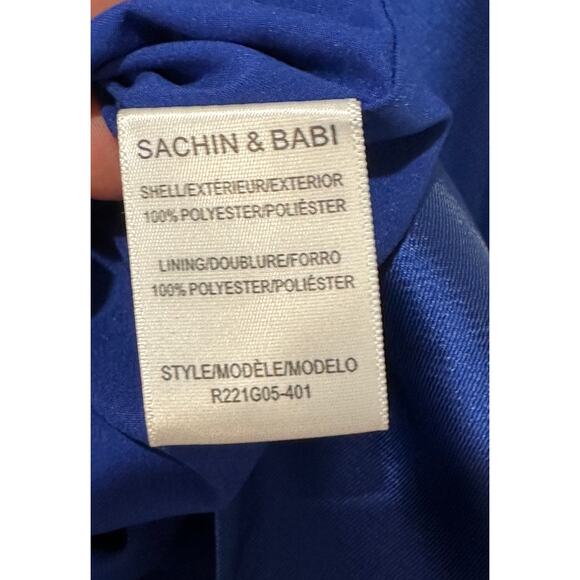 Sachin & Babi Rae Gown Eclipse Blue Fuchsia Belt Sz 4 NWT Glamorous A-Line Dress - Picture 15 of 15